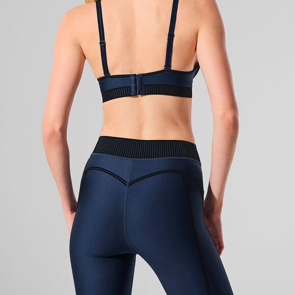 Alo Yoga Set Airlift Line Up Bra And Airlift High-Waist 7/8 Line Up Legging Navy - Picture 2 of 4